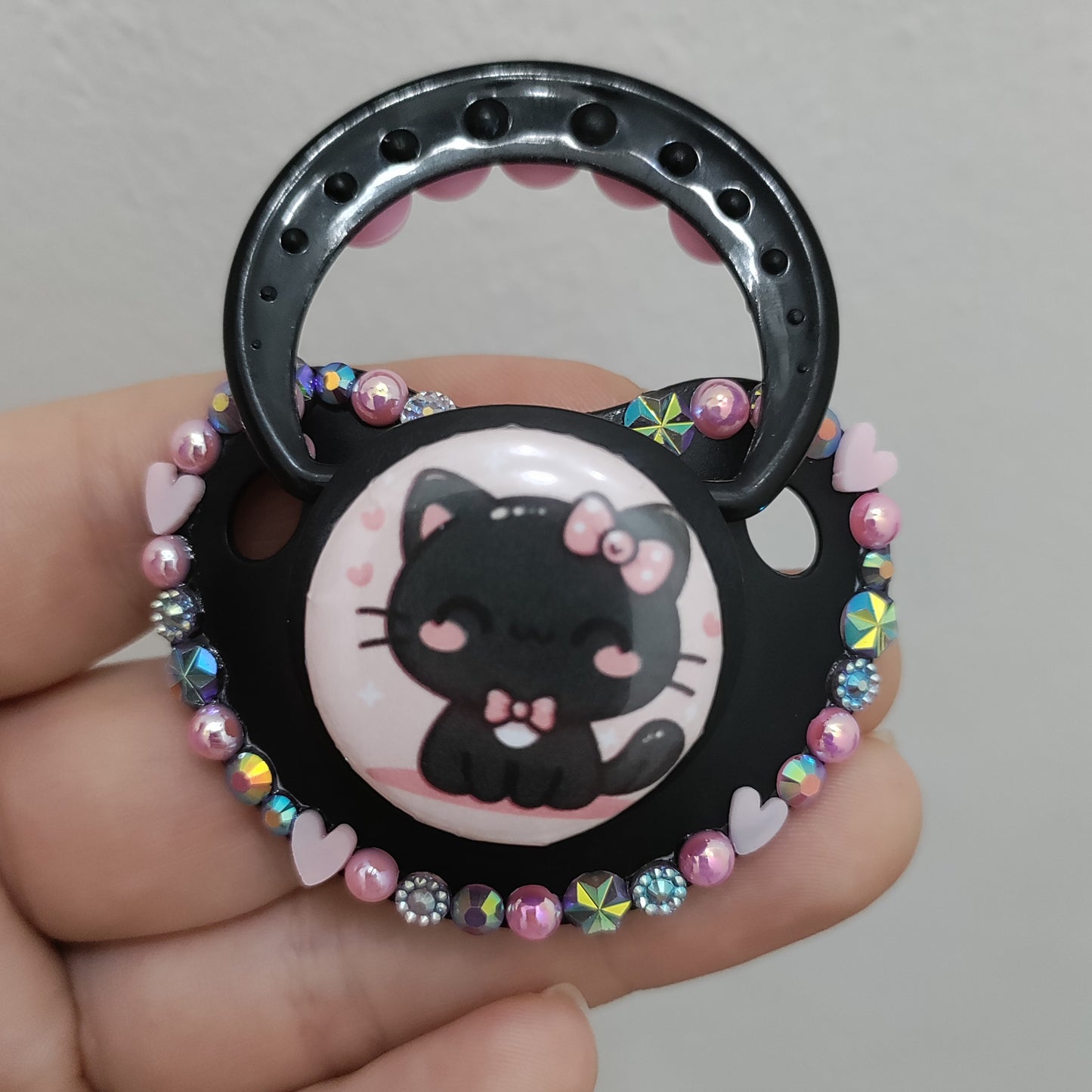 'Kitty' Black and Pink Cat Remake Paci