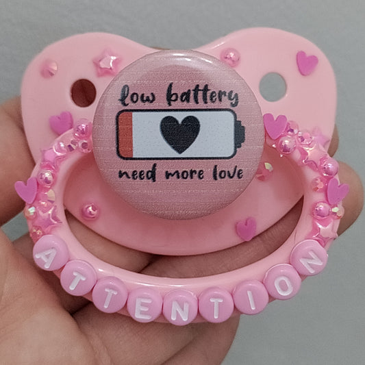 'Attention low battery' Pink Remake Paci